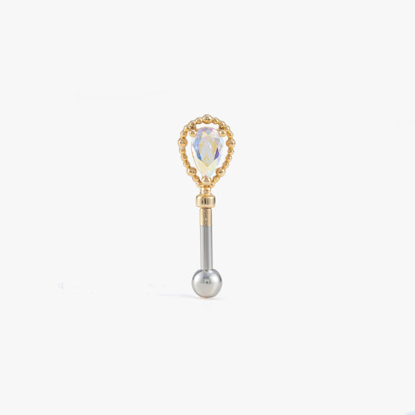 White AB 3A CZ Scepter Barbell Piercing Earring