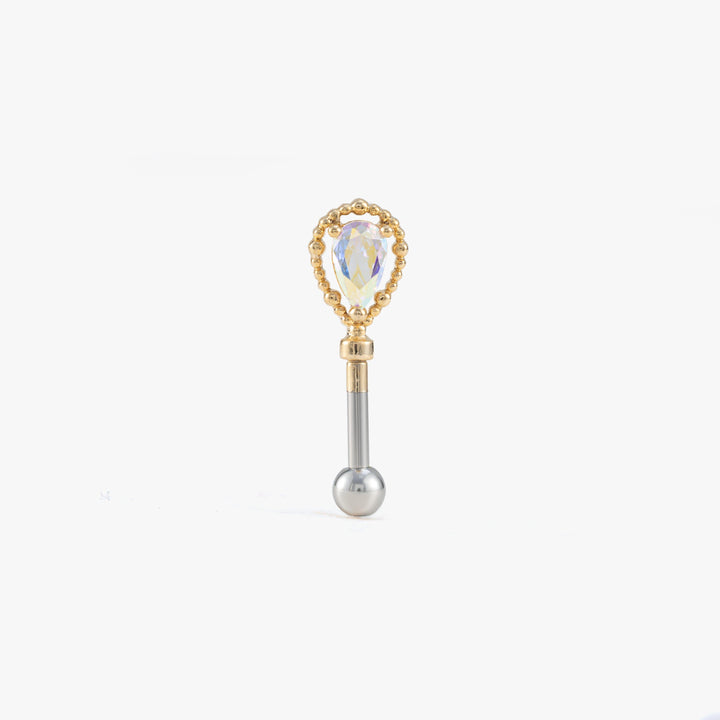 White AB 3A CZ Scepter Barbell Piercing Earring