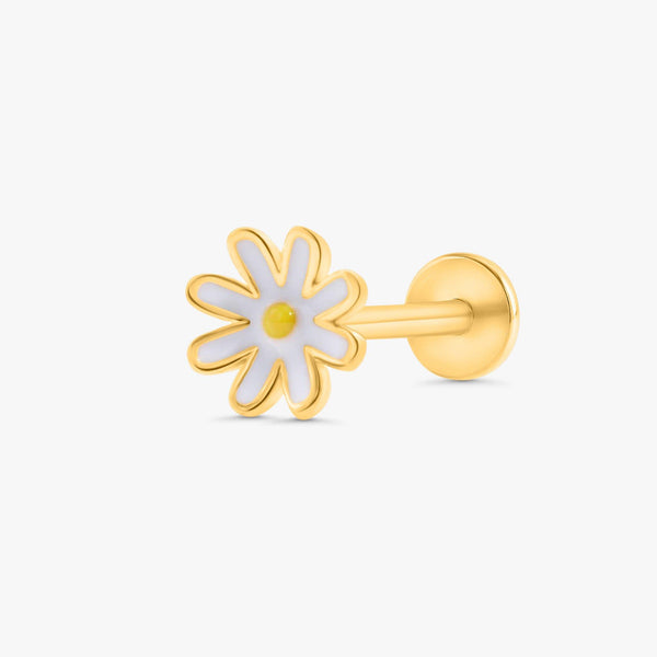 Color_Gold,Bar Type & Materials_Labret (Titanium) ;Daisy Flower Earrings - EricaJewels