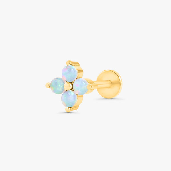 Color_Gold,Bar Type & Materials_Labret (Titanium)  ;Dainty White Opal Earrings - EricaJewels