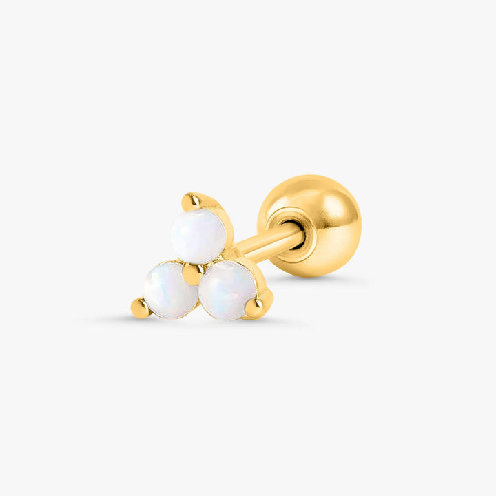 White Opal Screw Back Earrings-EricaJewels