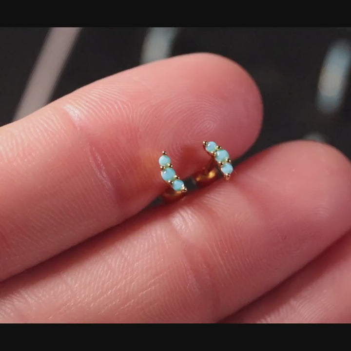 Turquoise Clusters Screw Back Earrings